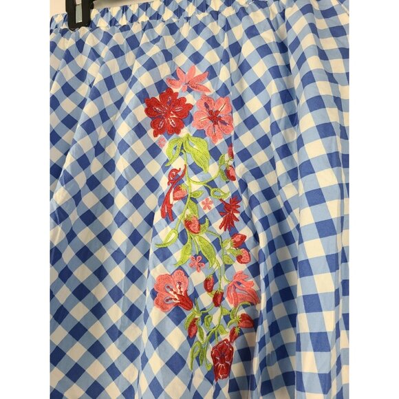 Matilda Jane Womens Dutch Apple Skirt Small Full Layered Embroidered Plaid Retro - Picture 2 of 6